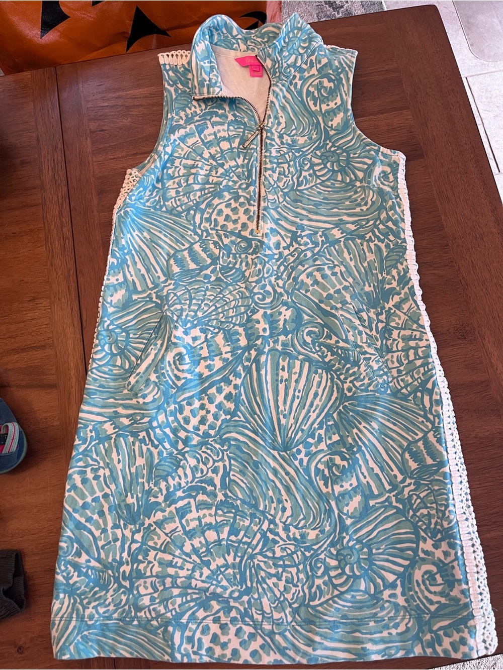 Lilly Pulitzer Girls' Women’s Seashell Print Dress - Turquoise & White